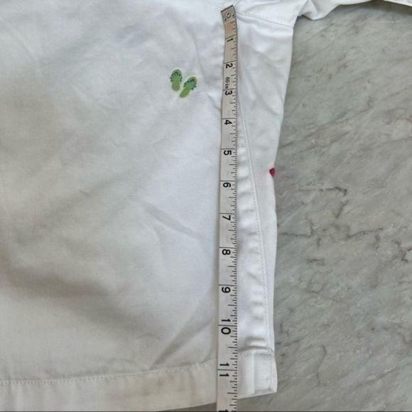 Bamboo Traders white cotton bermuda shorts with embroidered flip flops size 10 - Picture 5 of 7